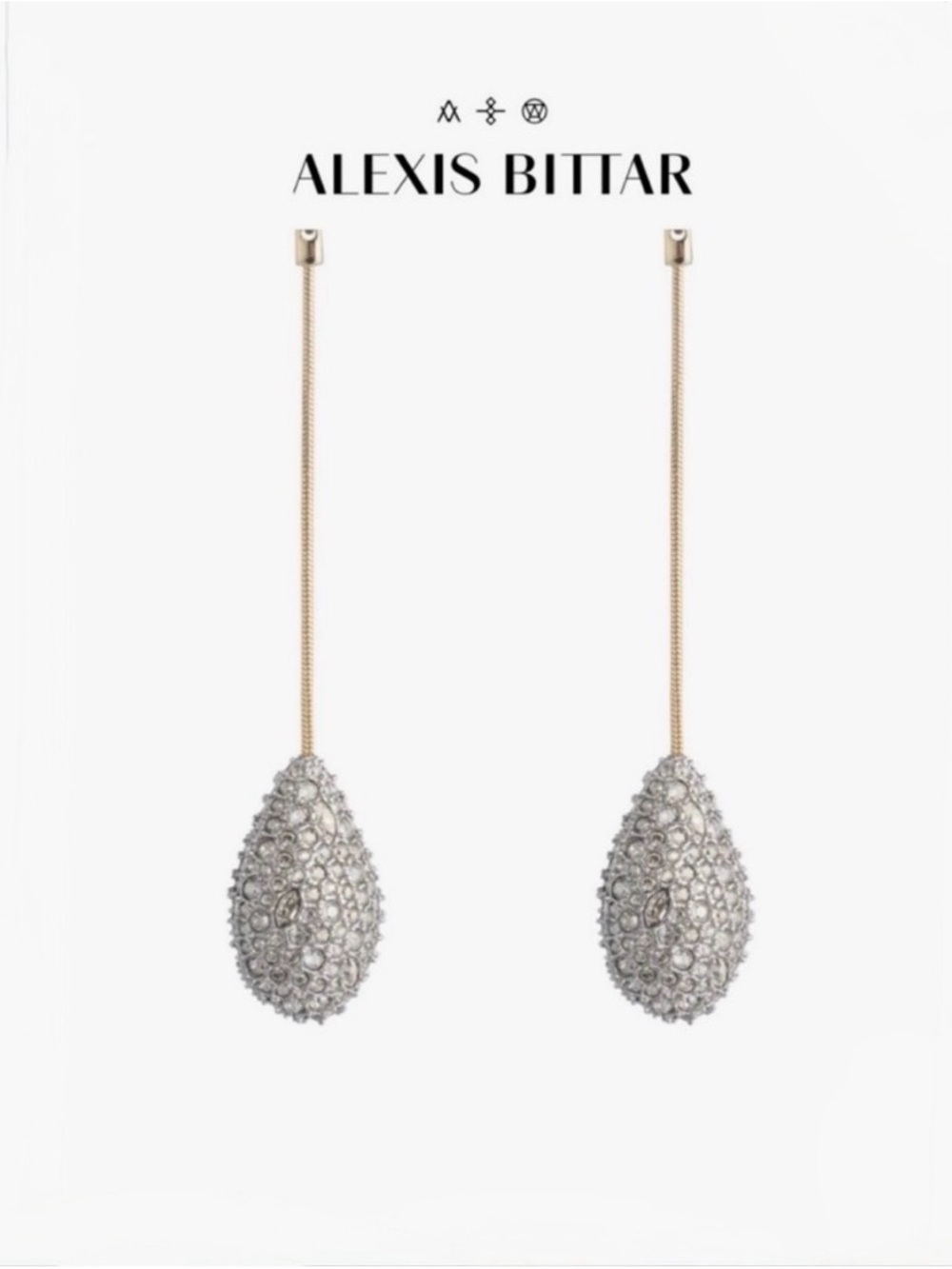 NEW Alexis Bittar Teardrop Drop Earrings Silver Gold C Z AU12